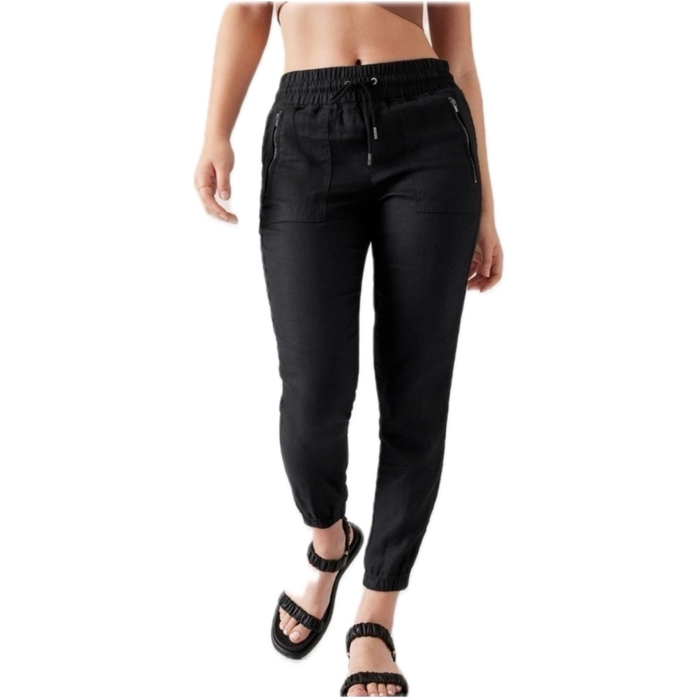Athleta Cabo Linen Joggers in Washed Black